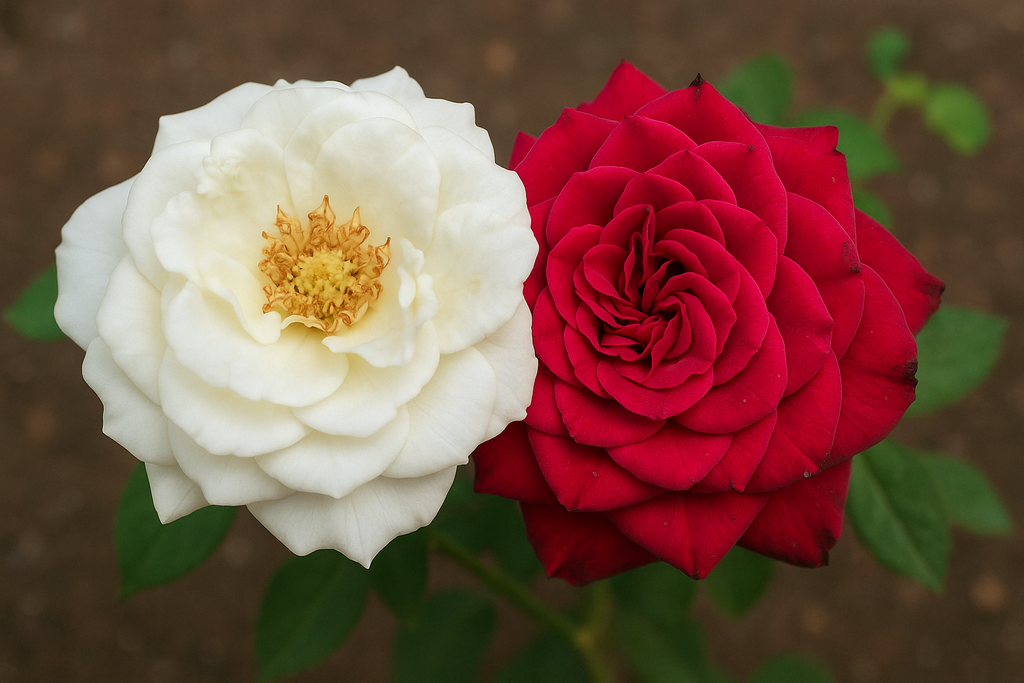 white rose and red rose (2 piece)